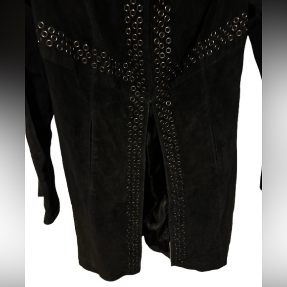 Black Women's Suede Jacket with Studded Detailing - Picture 6 of 12